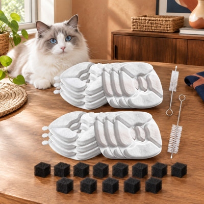 Ensemble de remplacement de 24 pièces contenant 12 filtres et 12 éponges, compatible avec les distributeurs d'eau automatiques pour chats et chiens de 50 oz, 84 oz, 95 oz et 108 oz.