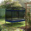 Trampoline d'extérieur carré pour enfants et adultes avec filet de protection et balançoire, noir et bleu, métal, 4 x 6 pi
