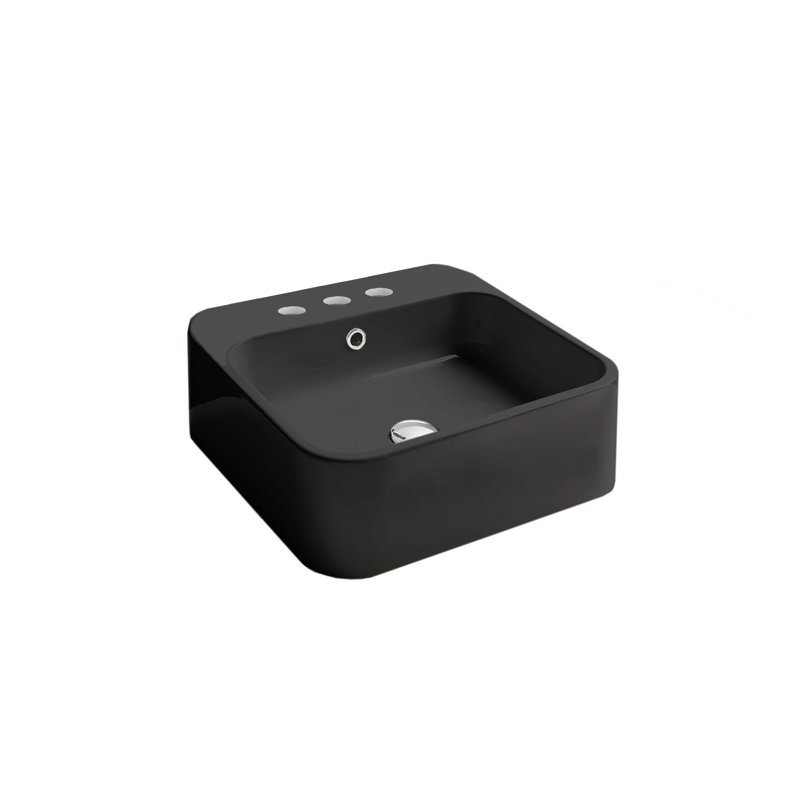 Cosa 18.9'' L Bathroom Sink, Matte Black, Three Holes