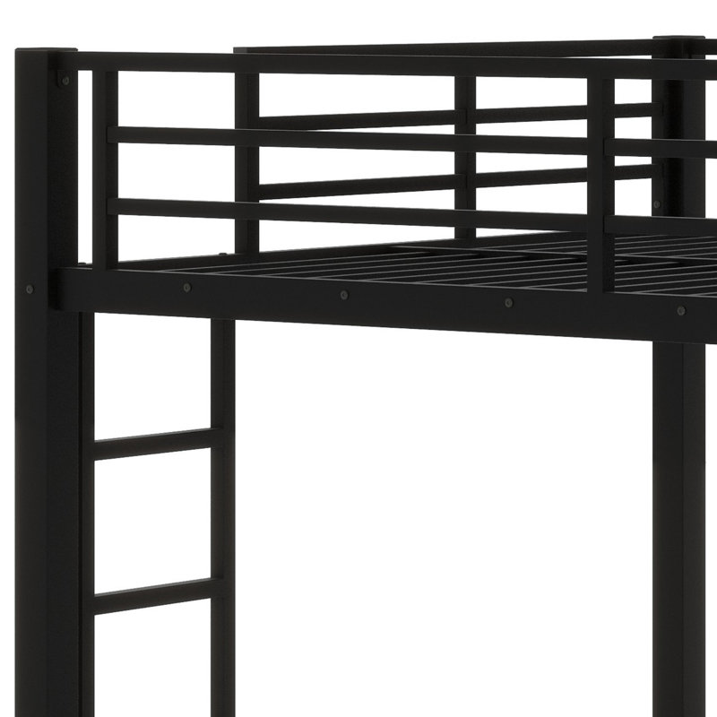 Lit mezzanine pratique en métal avec échelle intégrée et garde-corps sécuritaires, Grand lit