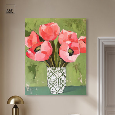 «Pink Poppies», reproduction d'art sur toile par Art Remedy, galerie tendue, 36 x 45