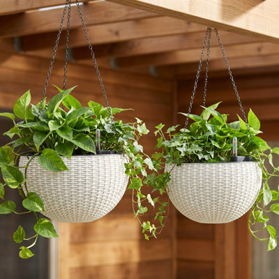 Byrum Plastic Wicker Self-Watering Hanging Planter