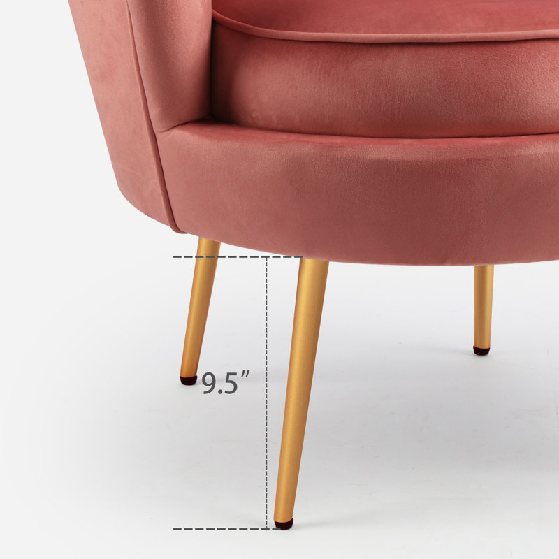 Fauteuil demi-tonneau en velours 28,8 po Raelynn, Velours rose