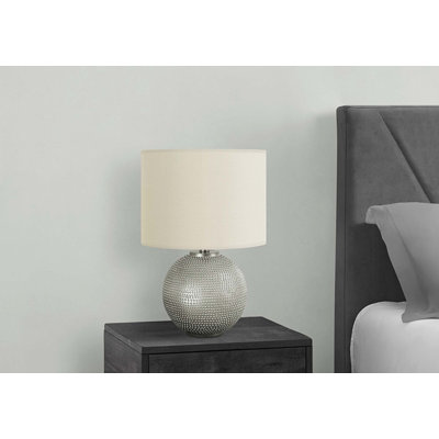 Lighting, 19 po, lampe de table, résine grise, abat-jour ivoire / crème, moderne