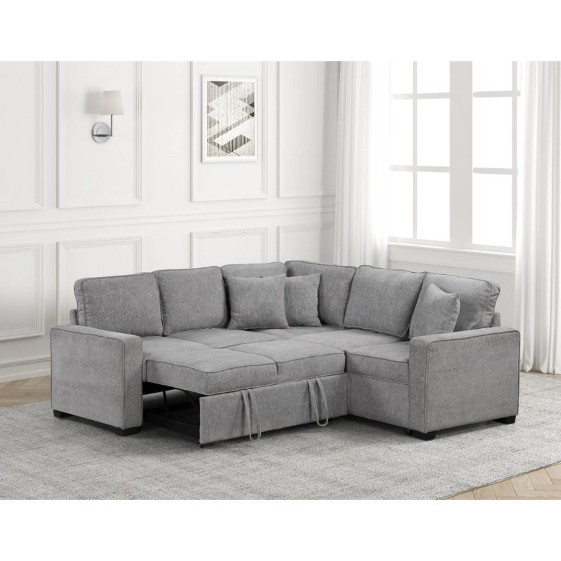 Ariel Gray Sectional With Pull-Out Bed