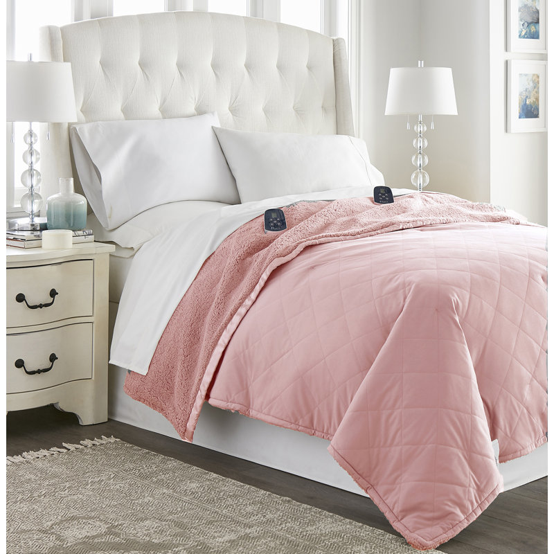 Micro Flannel® Reverse to Sherpa Electric Blanket, Queen, Frosted Rose