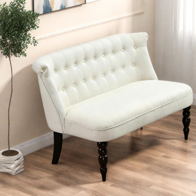 Compact 2 Seat Sofas, Polyester and Wood, Retro Tufted Home Seating