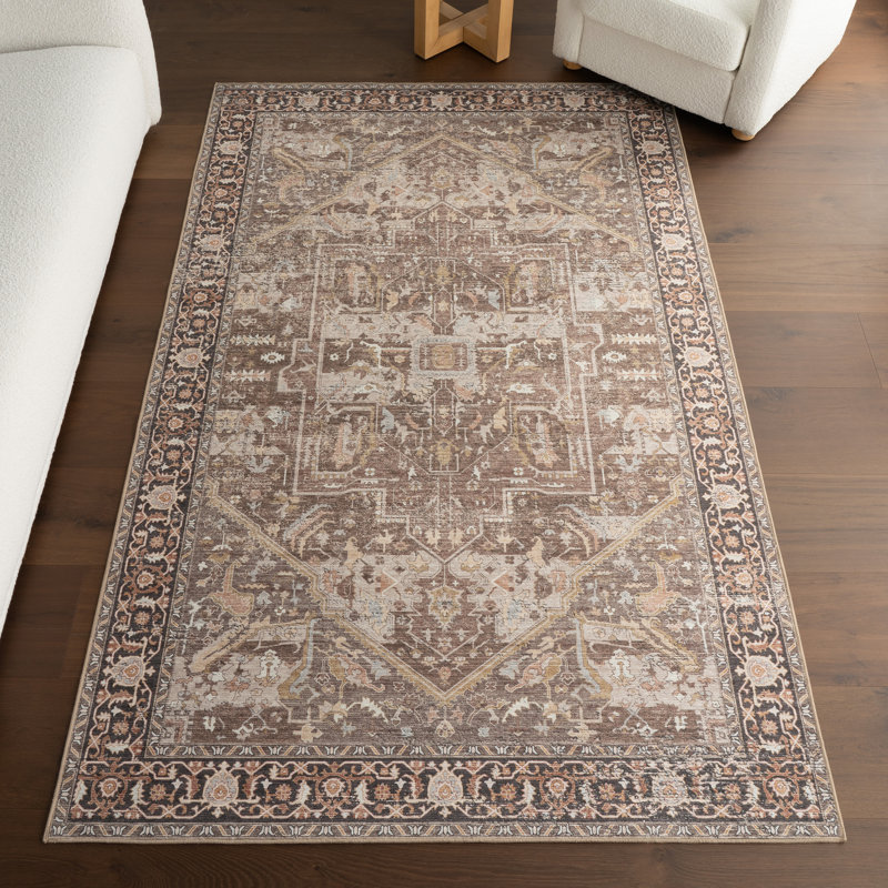 Phoebe Medallion SplashGuard Machine Washable Area Rug, Rectangle 8' x 10'