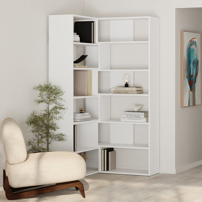 Amalda Corner Bookcase, White