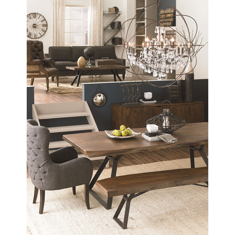 Nottingham Solid Wood Dining Table, Matte Black, Walnut