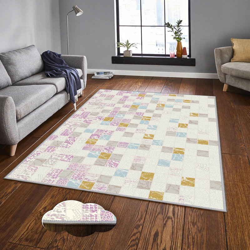 Deondrick Cream/Blue/Pink Rug, Runner 80 x 300cm