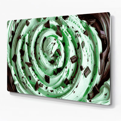 Desserts, menthe, pépites de chocolat, crème glacée, art mural en métal vert