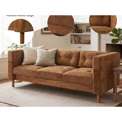 78" Chenille Upholstered Square Arm Sofa