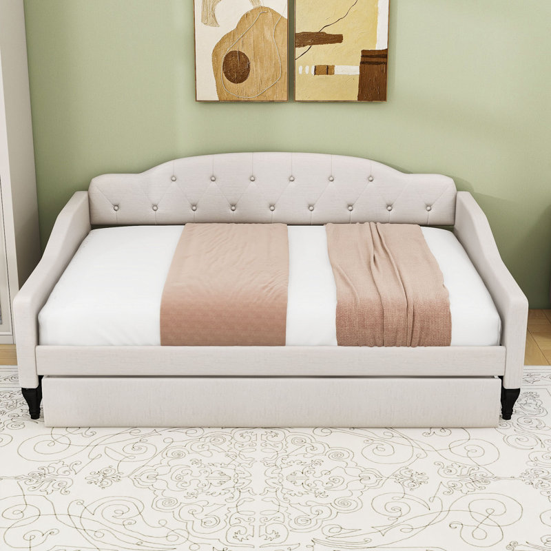 Full Upholstered Tufted Daybed with Twin Trundle