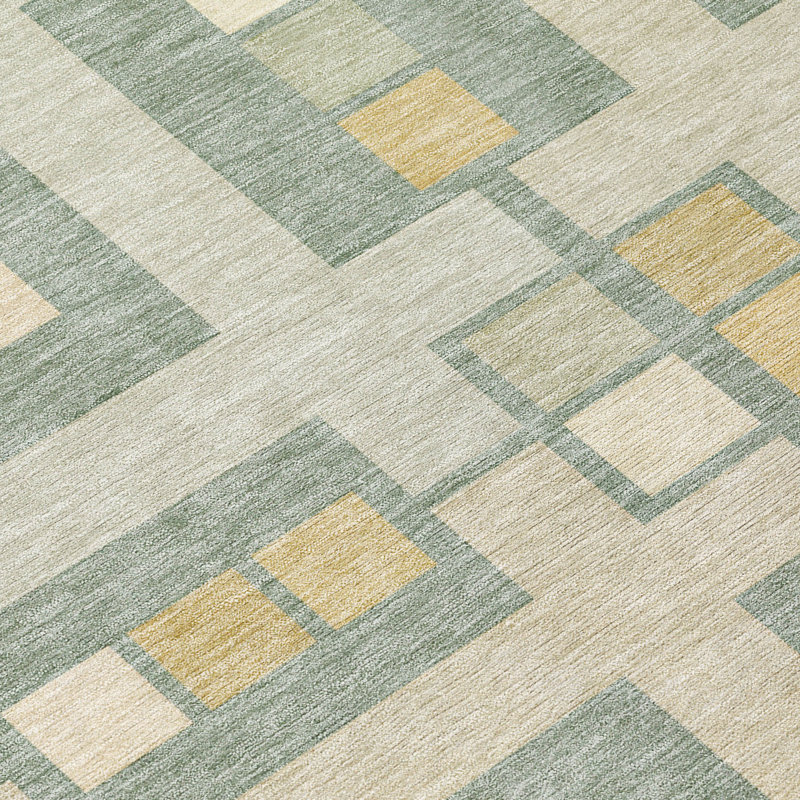 Machine Washable Indoor/Outdoor Chantille ACN2889 Geometric Rug, 8' Round, Sage