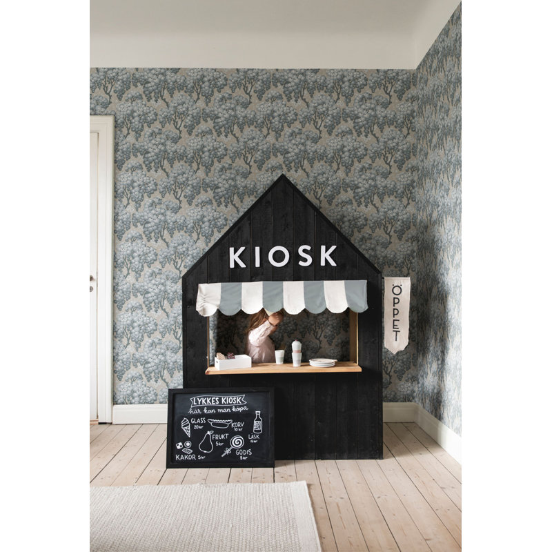 Lofstad Floral Wallpaper Roll, Indigo Blue