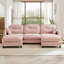 Canapé modulaire en U - repose-pieds, chenille de qualité supérieure, motif plissé matelassé - rose-129466830