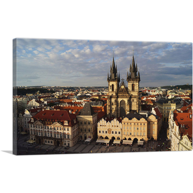 Cathédrale de Prague, République Tchéque, reproduction de photo sur toile tendue, H 26 po x l 40 po x P 0,75 po