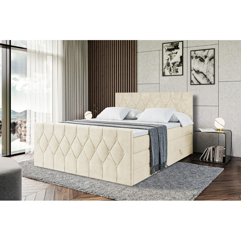 Rylund Divan Bed with Mattress, 120cm W x 200cm D, Beige