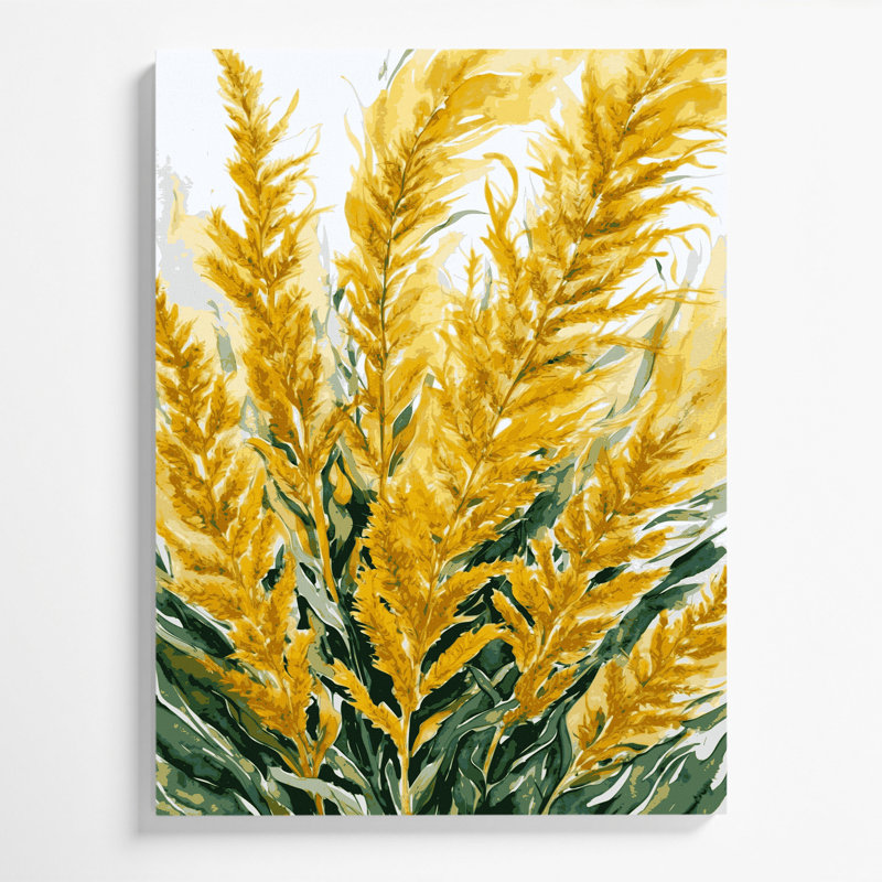 "Watercolor Botanical 96", art mural sur toile brune