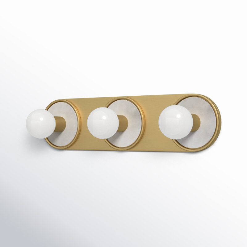 Rocha 3 - Light Dimmable Bath Bar, No, White Alabaster/Natural Aged Brass