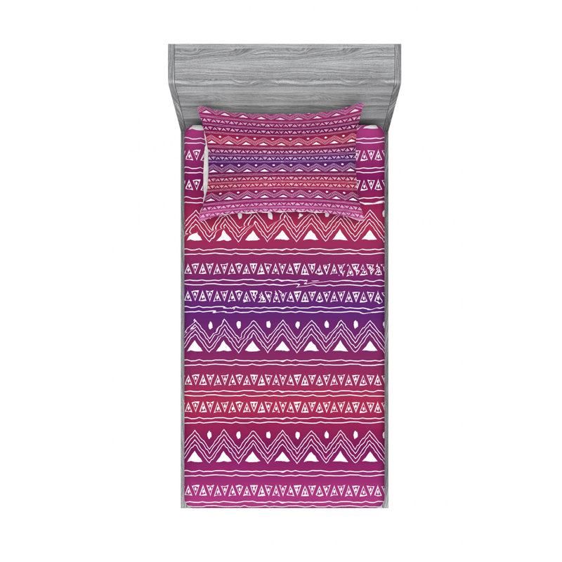 Microfiber Geometric Sheet Set, Twin Sheet Set with Fitted Sheet