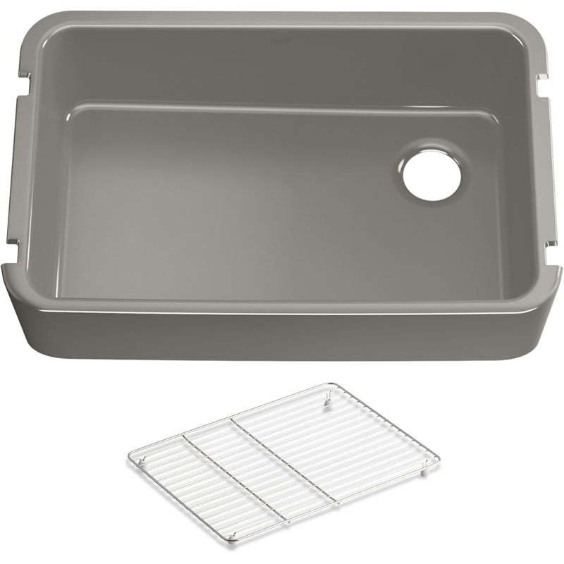 Ironridge 34" Undermount Single-Bowl Farmhouse Cast Iron Kitchen Sink with Apron Front, Cashmere