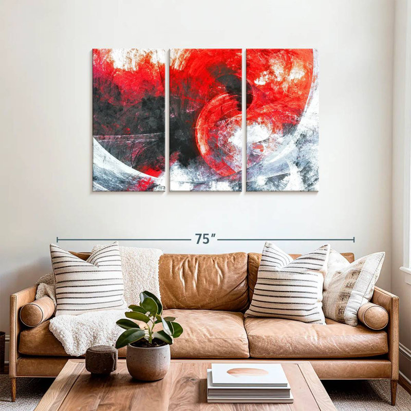 Avery Red Whirlpool Abstract, 36" H x 57" W