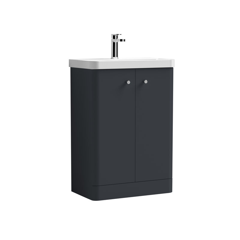Core 605mm Single Bathroom Vanity with Integrated Vitreous China Basin, Satin Anthracite