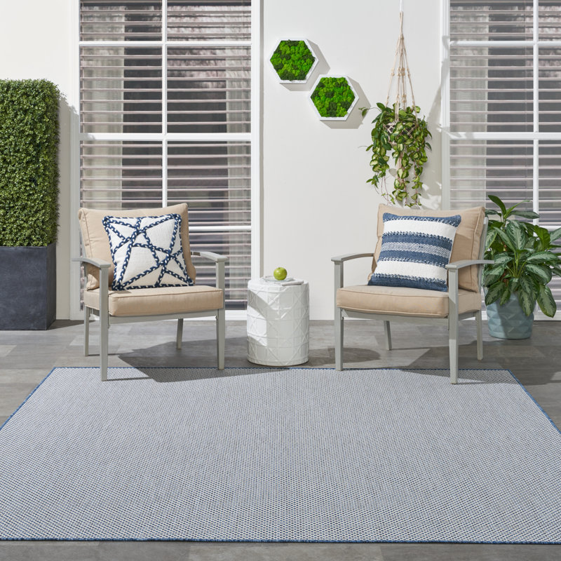 Gabriela Blue/Ivory Indoor/Outdoor Area Rug, Square 6'