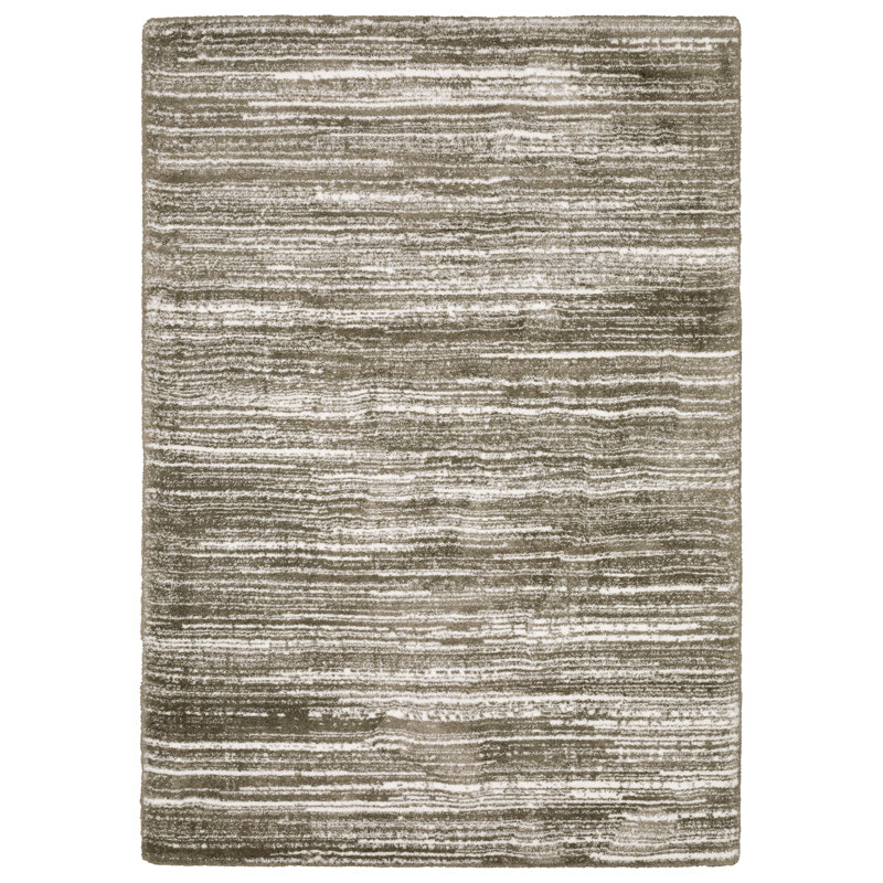 Delfine Distressed Stripe Brown/ Ivory Area Rug, Rectangle 5'3" x 7'7"