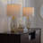 Glass 25" Table Lamp In Gold Metal And White Glass With White Linen Shade - Set Of 2-1092734297