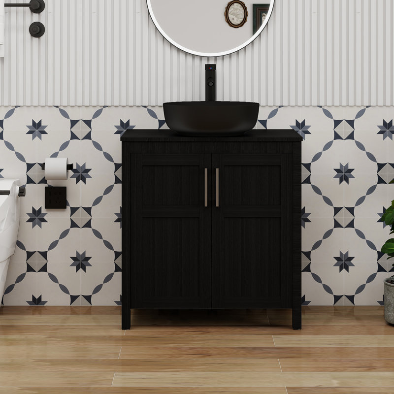 30" Free-Standing Modern Single Bathroom Vanity With Sink, Black