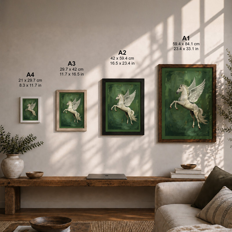 Classical Pegasus Japandi - Print, Unframed, A4 - 29.7 x 21.0 cm