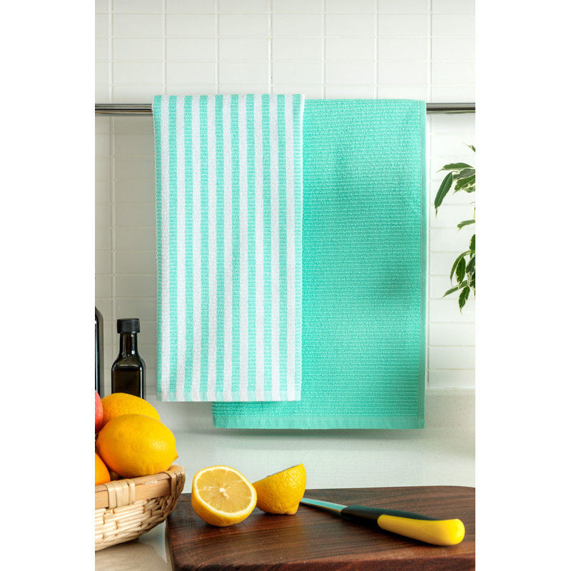 Ensemble de serviettes 2 pièces 100% coton Sky, Menthe/blanc