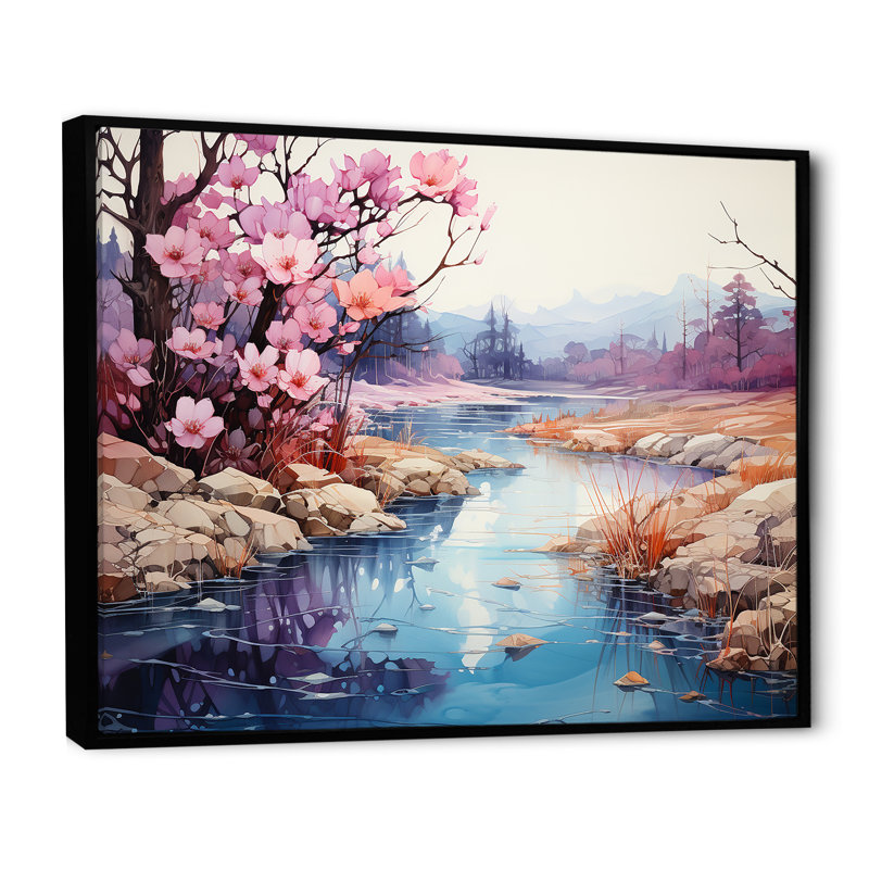 Impression sur toile «Al tranquillité» - campagne, Cadre flottant noir, H 12 po x l 20 po x P 1 po