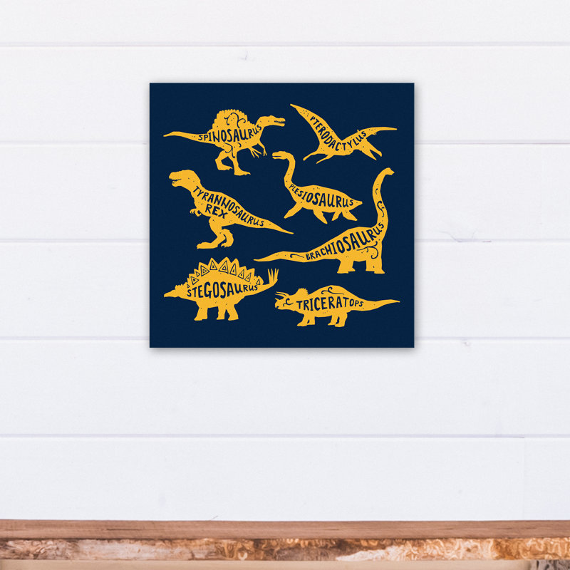 Art sur toile dino names Amapola, H 24 po x l 24 po x P 1,25 po, Bleu marine et jaune