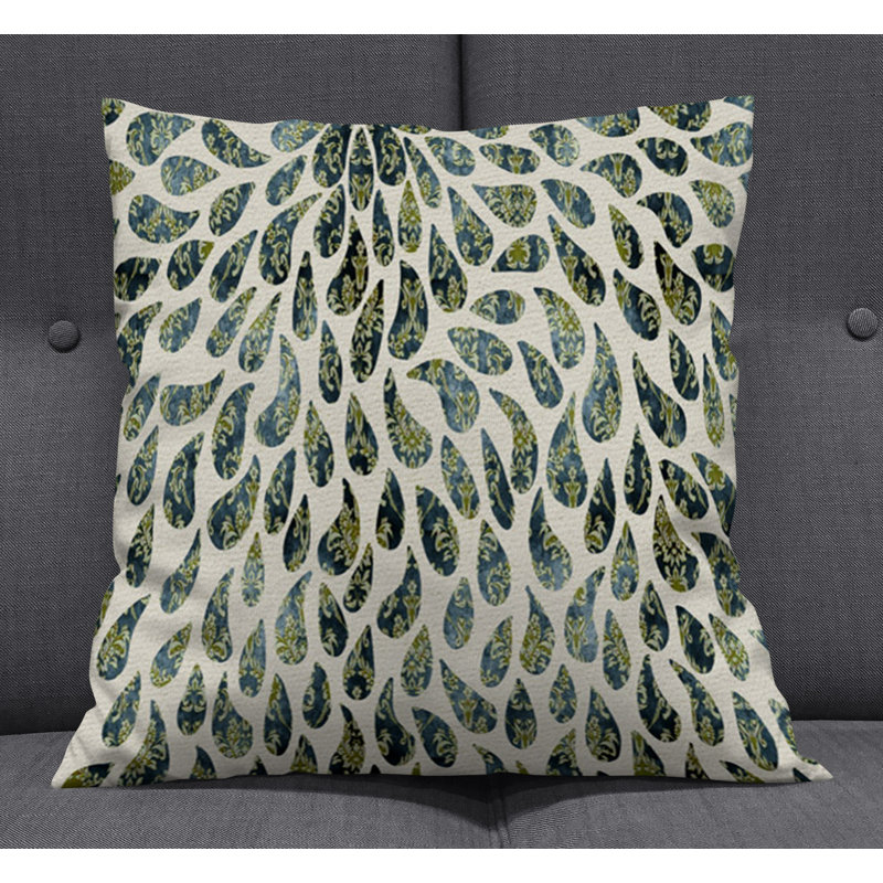 Throw Pillow With Insert, Green/Beige Paisley 2, 18"H x 18"W