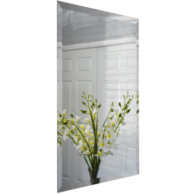 Wall Mounted Rectangular, Silver Solid Wood Flat Frame Vanity Mirror
