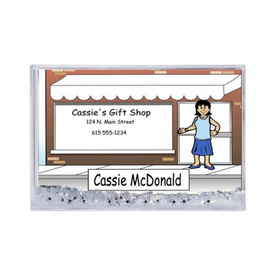 Personalized Store Front - Female MINI Snow Globe Frame Gift