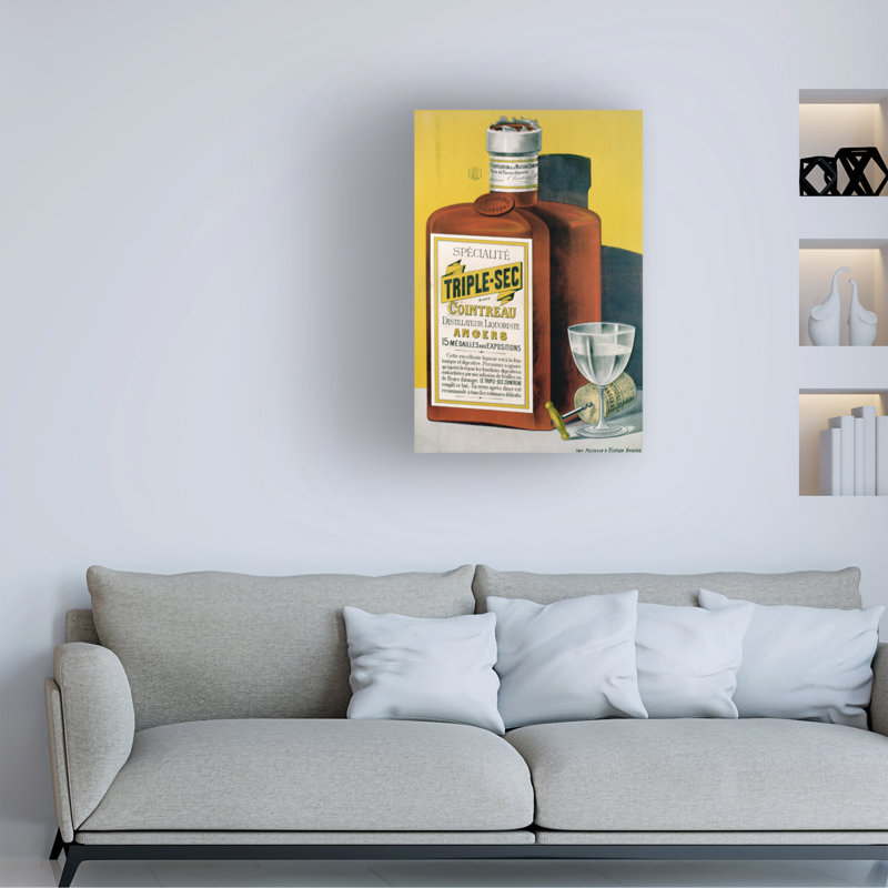 «French School Triple Sec Cointreau Made In Angers», art sur toile, H 19 po x l 12 po