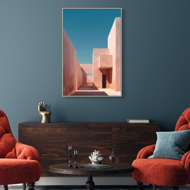 Structured Pink II Print by Oliver Gal, 16"H x 11"W, Silver Floater Frame