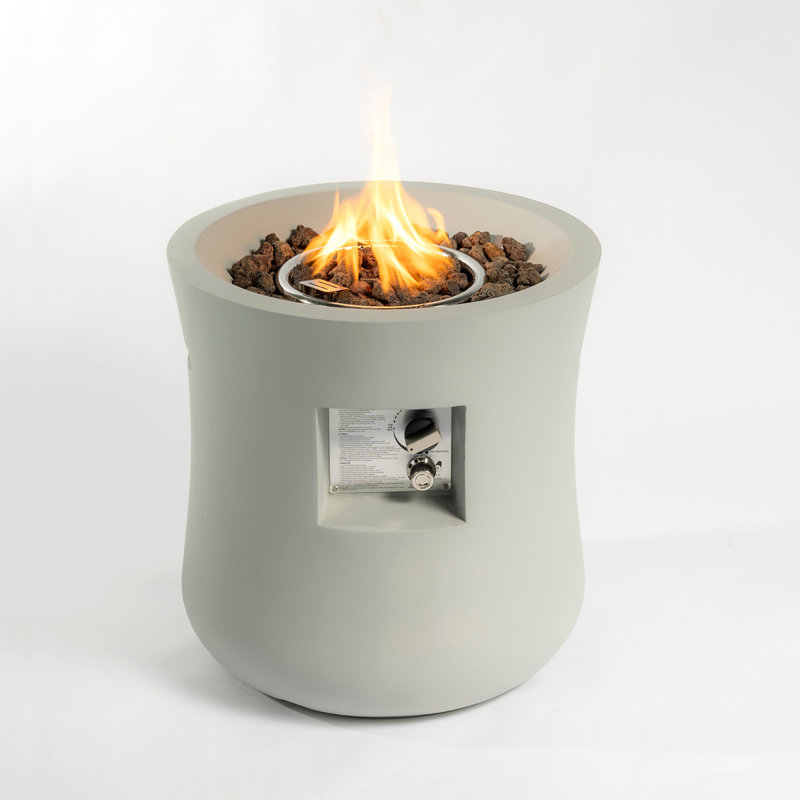 Table d'extérieur pour foyer d'extérieur au propane, base compacte profilée moderne de 20 pouces, base graphite avec housse imperméable, pierres de lave gratuites