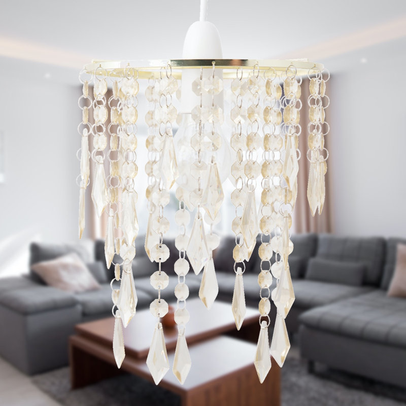 26cm H Plastic Novelty Pendant Shade ( Uno ), Gold/Amber