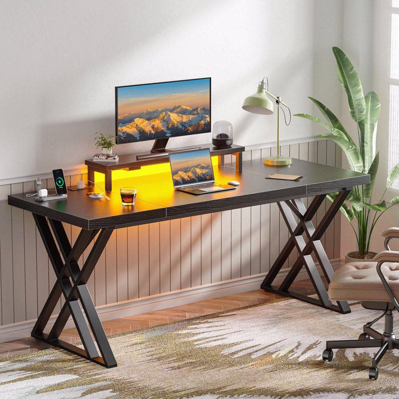 Thick Desktop Board Computer Desk -180, Noir