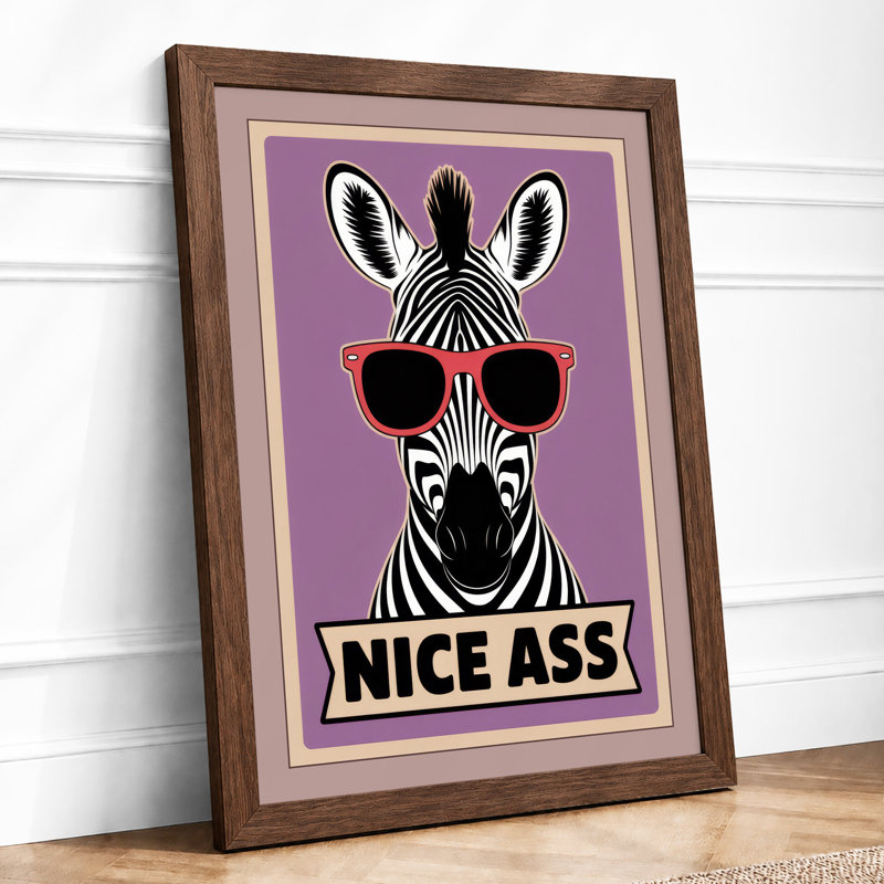 Cool Zebra Pop Art - Framed Print, A1 - 84.1 x 59.4 cm, Walnut