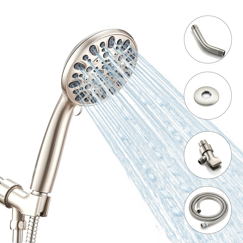 High Pressure Handheld Shower Head With 7-Spray Setting Showerhead Kit, Brushed Nickel