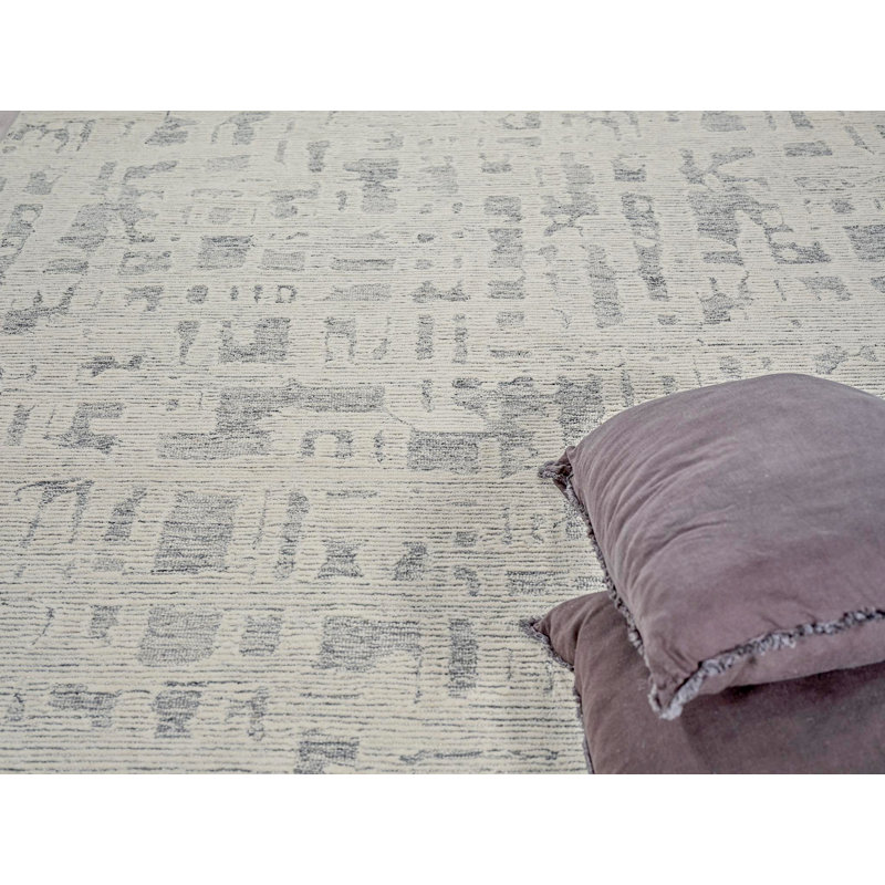 Aspen Hand Tufted Abstract Area Rug, Rectangle 12' x 15', Gray/Ivory