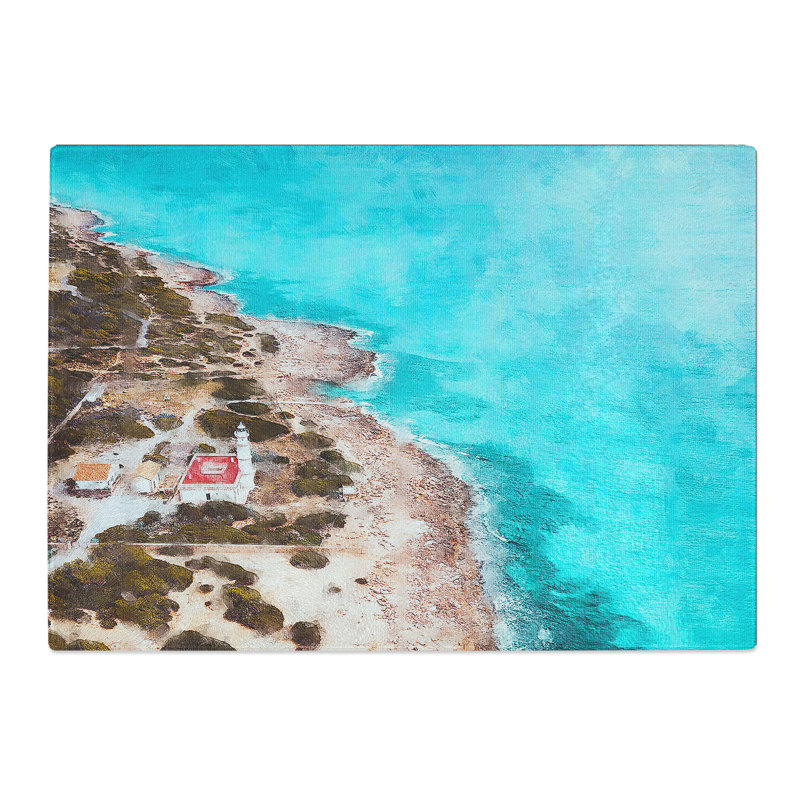 Lighthouse on the Coast of Spain Painting Chopping Board, 0.4cm H x 20cm W x 28.5cm L