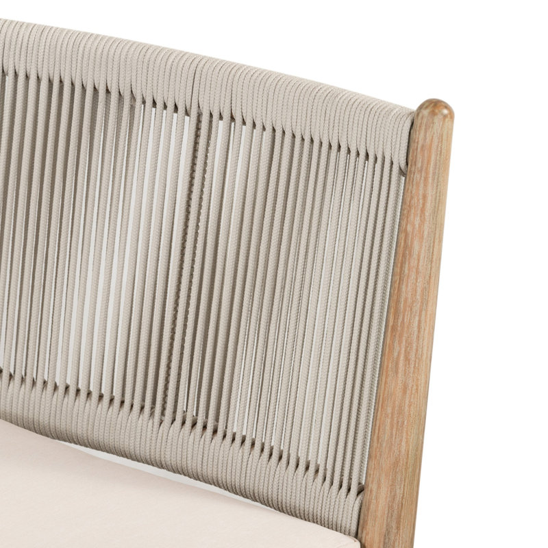 Baltzer Outdoor Dining Side Chair, Natural Frame/Lakin Oat Cushion